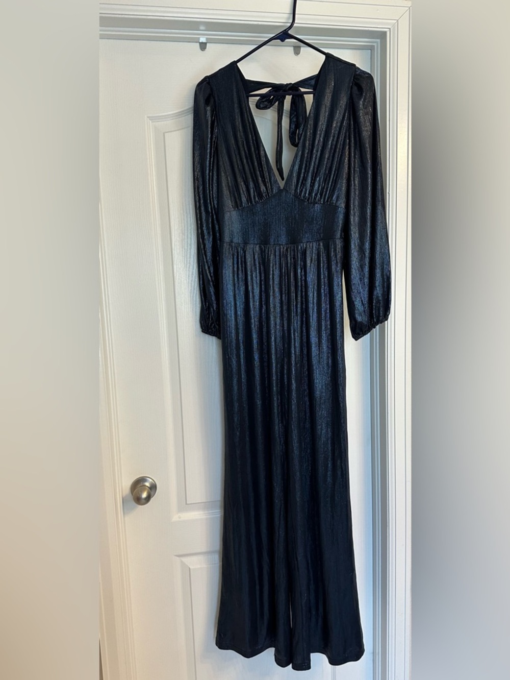 Lulus dark blue shiny jumpsuit size medium